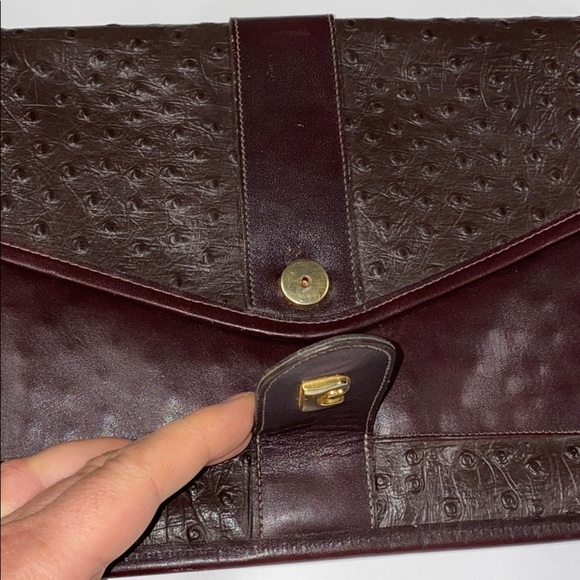 Pierre Cardin Large Ostrich Envelope Clutch Bag
